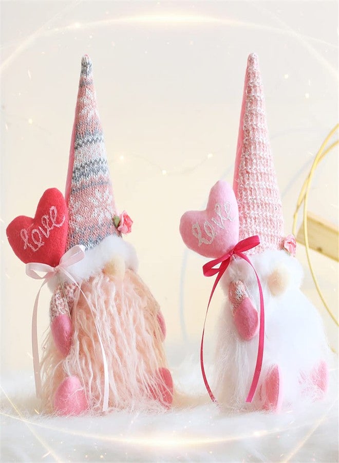 Wedfull Valentine's Day Decor Gnomes Elf Plush Dolls, Mother's Day 2 Pack Pink Mr Mrs Scandinavian Tomte Elf Decorations 11.5inch Tall Stuffed Dwarf for Stores Home Table Decoration - Image 1